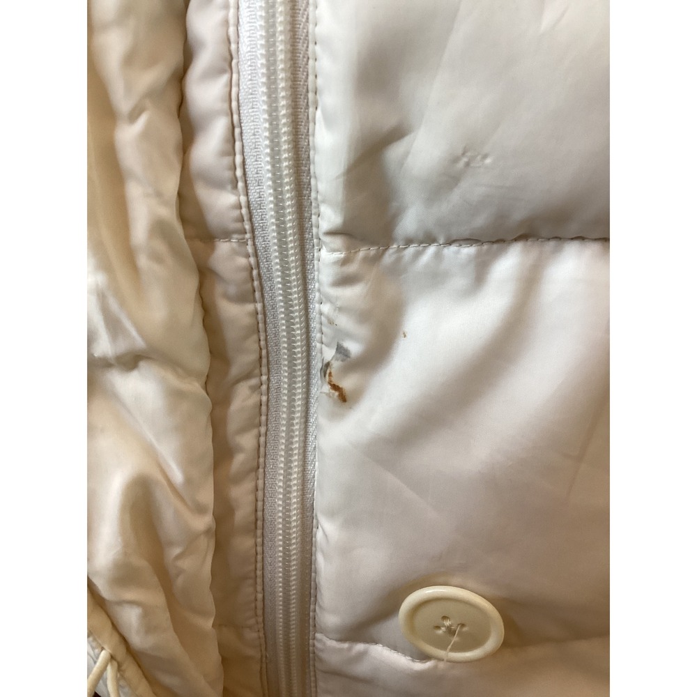 Polo Jeans Co Down Puffer Jacket Women Medium White Good Faux Fur Hood Bomber - Picture 5 of 9
